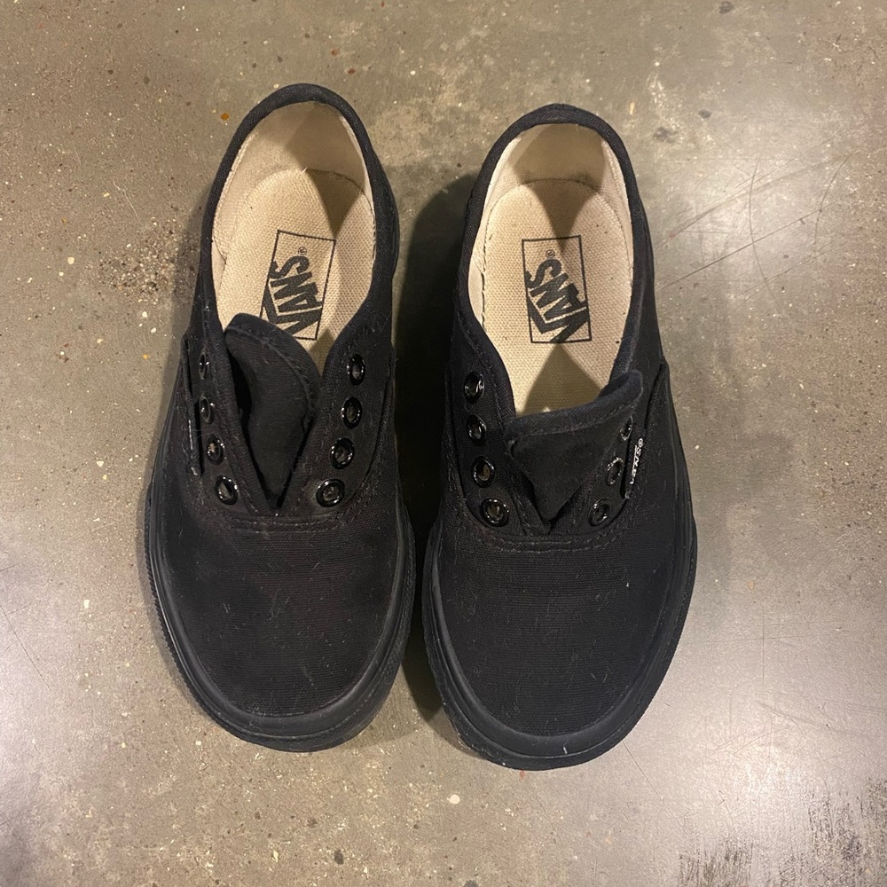 Boys Black VANS slip-ons. Size children 12.0